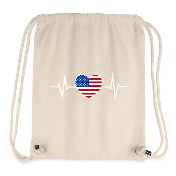 USA Herzschlag Amerika Fan Amerikanische Flagge - Stanley/Stella recycelter Gym Bag - Naturweiß - Vorne