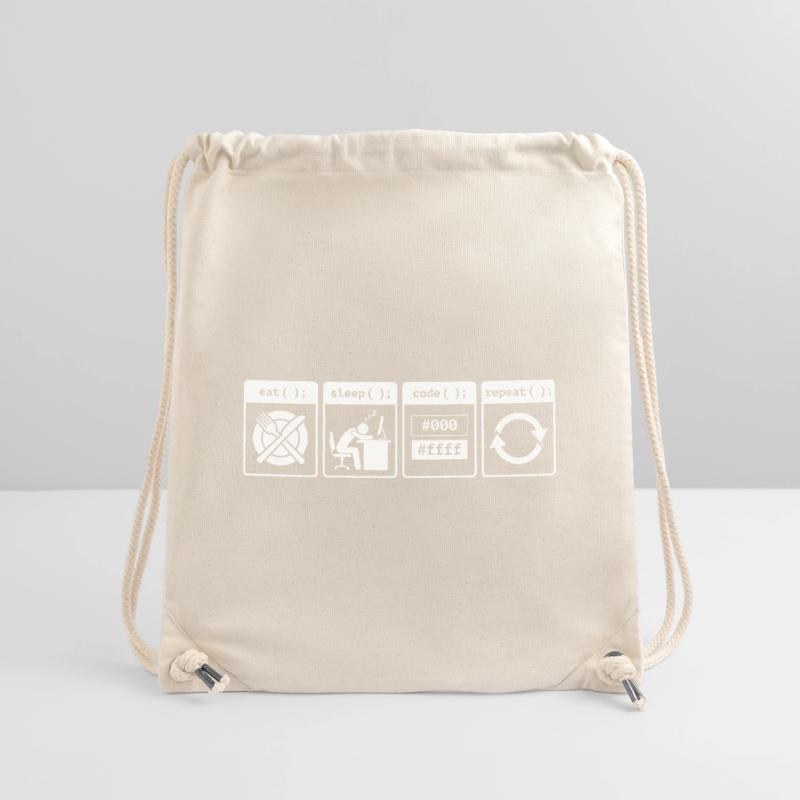 Eat Sleep Code Repeat – Conception de flux de travail pour codeurs Sac à cordon recyclé Stanley/Stella