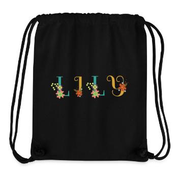 LILY Name Art With Flowers Embroidered - Stanley/Stella Recycled Gym Bag - black - Front