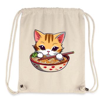 Niedliche Katze mit Ramen Suppe - Stanley/Stella recycelter Gym Bag - Naturweiß - Vorne