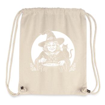 Sorcière Cuisson Cuisinier Soupe Cuissard Chat Noir - Sac à cordon recyclé Stanley/Stella - blanc naturel - Devant