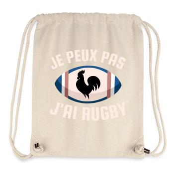Je peux pas j ai rugby - Sac à cordon recyclé Stanley/Stella - blanc naturel - Devant
