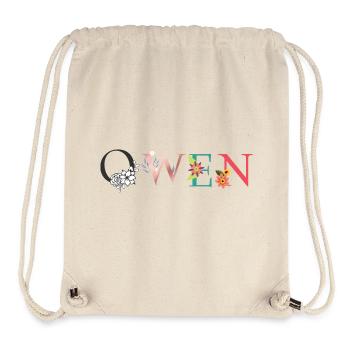 OWEN Name Art With Flowers Embroidered - Stanley/Stella Recycled Gym Bag - natural - Front