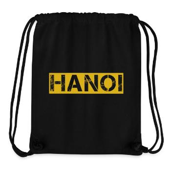 Hanoi Vintage Text Yellow - Stanley/Stella Recycled Gym Bag - black - Front