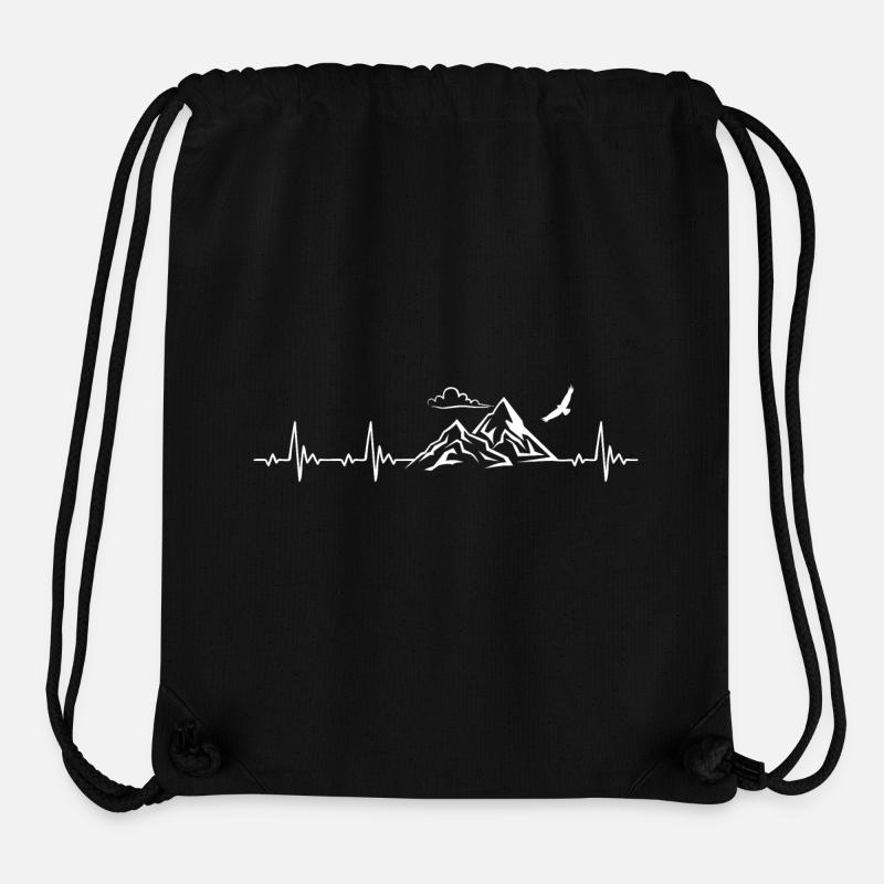 Heartbeat Mountain for mountain lovers - Stanley/Stella Recycled Gym Bag - black