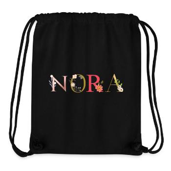Nom NORA décoré de fleurs - Sac à cordon recyclé Stanley/Stella - noir - Devant