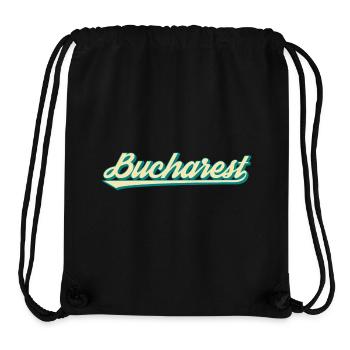 Bucharest Retro Script - Stanley/Stella Recycled Gym Bag - black - Front