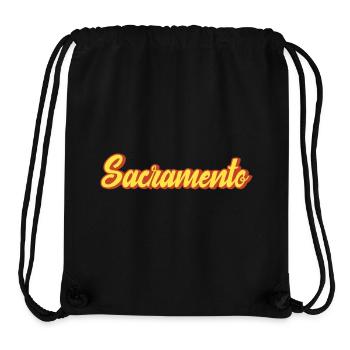 Sacramento Retro Schriftzug Gelb Rot - Stanley/Stella recycelter Gym Bag - Schwarz - Vorne