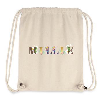 MILLIE Name Art With Flowers Embroidered - Stanley/Stella Recycled Gym Bag - natural - Front
