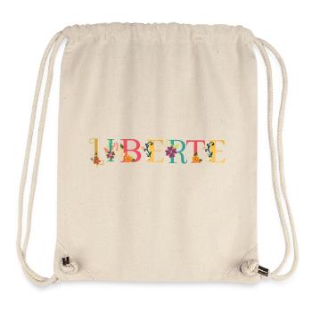 LIBERTY Name Art with Embroidered Flowers - Stanley/Stella Recycled Gym Bag - natural - Front