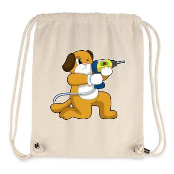 Hund Handwerker Bohrmaschine Handwerk - Stanley/Stella recycelter Gym Bag - Naturweiß - Vorne