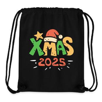 XMAS 2025 bunter Weihnachts-Schriftzug - Stanley/Stella recycelter Gym Bag - Schwarz - Vorne
