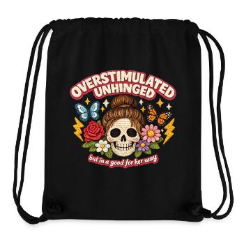 Überstimulierter Schädel mit Blumen Patch - Stanley/Stella recycelter Gym Bag - Schwarz - Vorne
