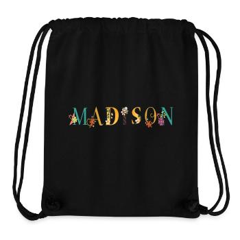MADISON Name Art With Flowers Embroidered - Stanley/Stella Recycled Gym Bag - black - Front