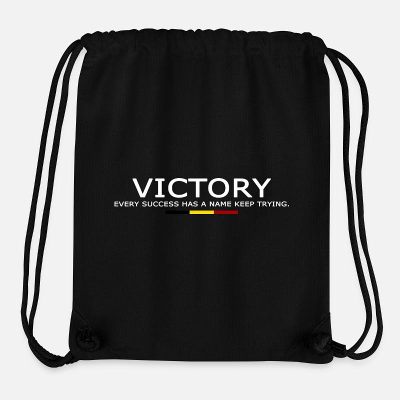 Victory EVERY SUCCESS HAS A NAME KEEP TRYING BELGE - Sac à cordon recyclé Stanley/Stella - noir
