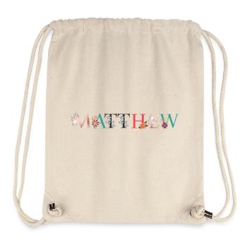 MATTHEW Namenskunst mit Blumen bestickt - Stanley/Stella recycelter Gym Bag - Naturweiß - Vorne