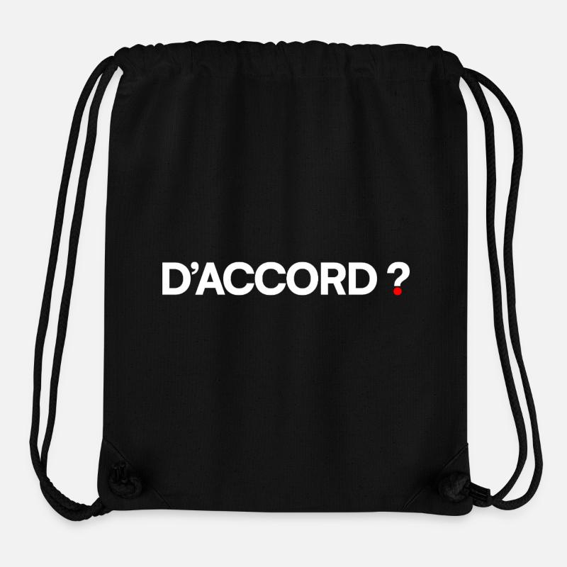 D’ACCORD ? | Réaction humour minimaliste - Sac à cordon recyclé Stanley/Stella - noir