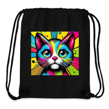 Chat Pop Art - Sac à cordon recyclé Stanley/Stella - noir - Devant