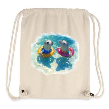 Fröhliche Seehunde mit Poolreifen - Stanley/Stella recycelter Gym Bag - Naturweiß - Vorne
