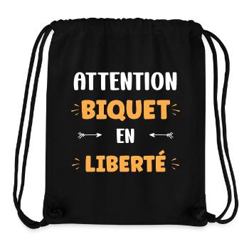 Attention Biquet en Liberté - Sac à cordon recyclé Stanley/Stella - noir - Devant