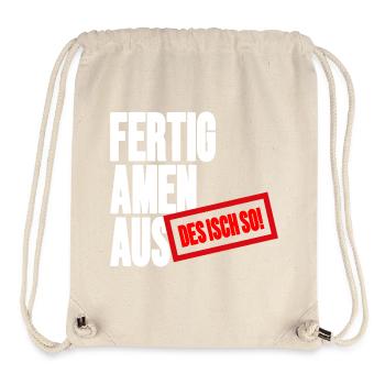 Großbuchstaben Stempelbanner - Fertig Amen Aus - Stanley/Stella recycelter Gym Bag - Naturweiß - Vorne