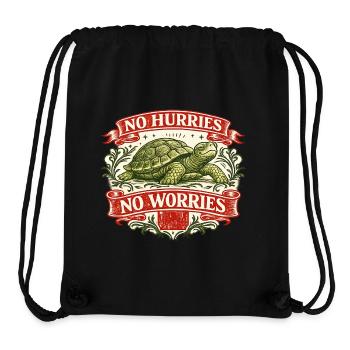 No Hurries No Worries Turtle - Stanley/Stella Recycled Gym Bag - black - Front