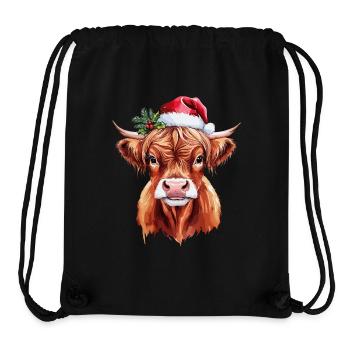 Weihnachts Kuh, Highland, Hochlandrind - Stanley/Stella recycelter Gym Bag - Schwarz - Vorne