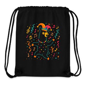 Dancing Carnival Alpaca with Jester's Cap - Stanley/Stella Recycled Gym Bag - black - Front