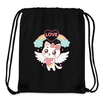 Chat ailé Arc en Ciel Amour - Sac à cordon recyclé Stanley/Stella - noir - Devant