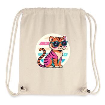 Neon Tiger with Retro Glasses - Stanley/Stella Recycled Gym Bag - natural - Front