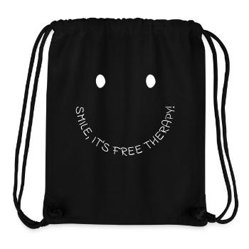 smile, it's free therapy lettering, emoticon - Stanley/Stella Recycled Gym Bag - black - Front