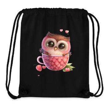 Mug Chouette Fraise - Sac à cordon recyclé Stanley/Stella - noir - Devant