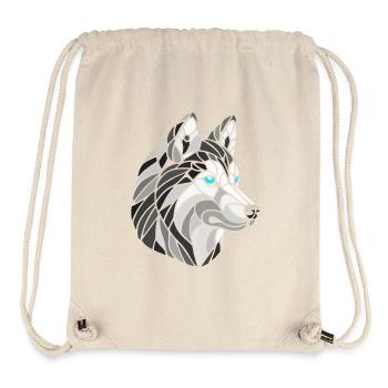 Schwarz-weißer Husky mit blauen Augen, geometrisch - Stanley/Stella recycelter Gym Bag - Naturweiß - Vorne