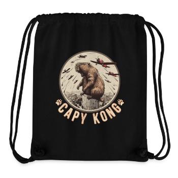 Capybara drôle - debout sur un toit - Sac à cordon recyclé Stanley/Stella - noir - Devant