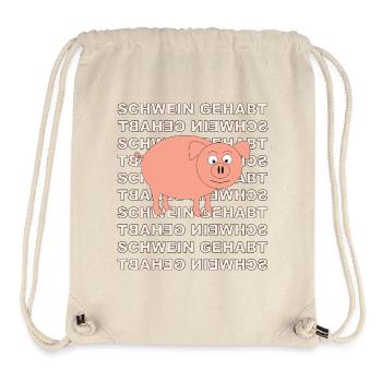 Cochon avec de l’écriture en arrière-plan - Sac à cordon recyclé Stanley/Stella - blanc naturel - Devant