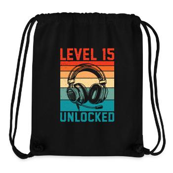 15 Jahre Geburtstag Teen Gamer Level 15 freigeschaltet - Stanley/Stella recycelter Gym Bag - Schwarz - Vorne