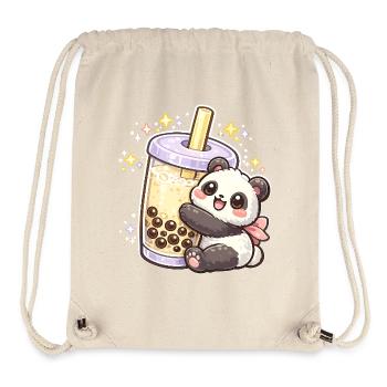 Panda Bubble Tea Kuschelmotiv - Stanley/Stella recycelter Gym Bag - Naturweiß - Vorne