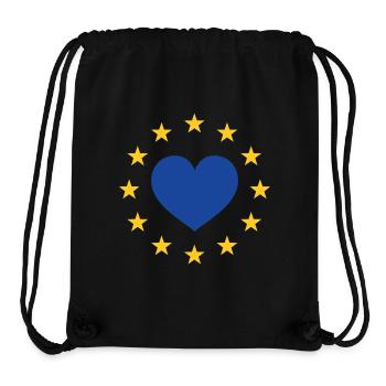European Flag Stars, Blue Heart in the Middle - Stanley/Stella Recycled Gym Bag - black - Front