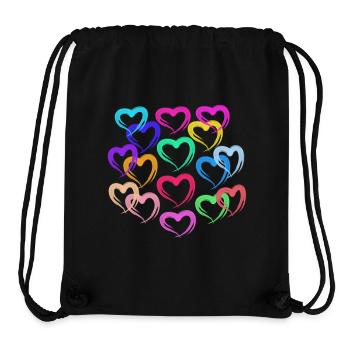 Die Liebe ist vielseitig, Herzen bunt - Stanley/Stella recycelter Gym Bag - Schwarz - Vorne