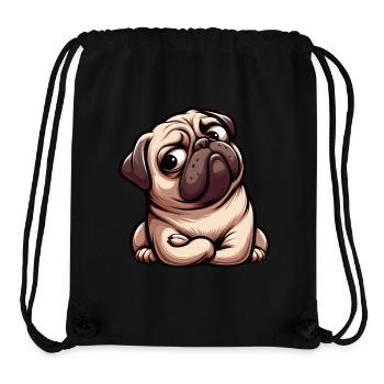 Cute cartoon pug with funny look - Stanley/Stella Recycled Gym Bag - black - Front