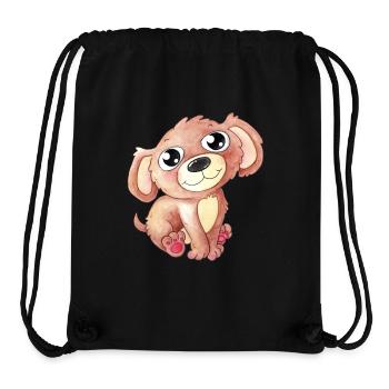 Chien de dessin animé mignon - Sac à cordon recyclé Stanley/Stella - noir - Devant