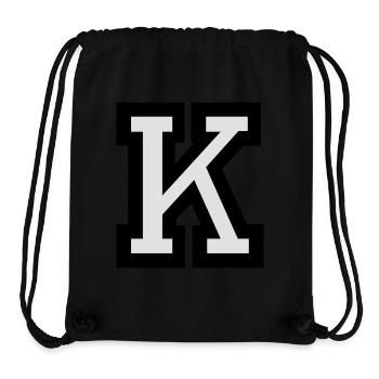 Lettre K en deux couleurs - Sac à cordon recyclé Stanley/Stella - noir - Devant