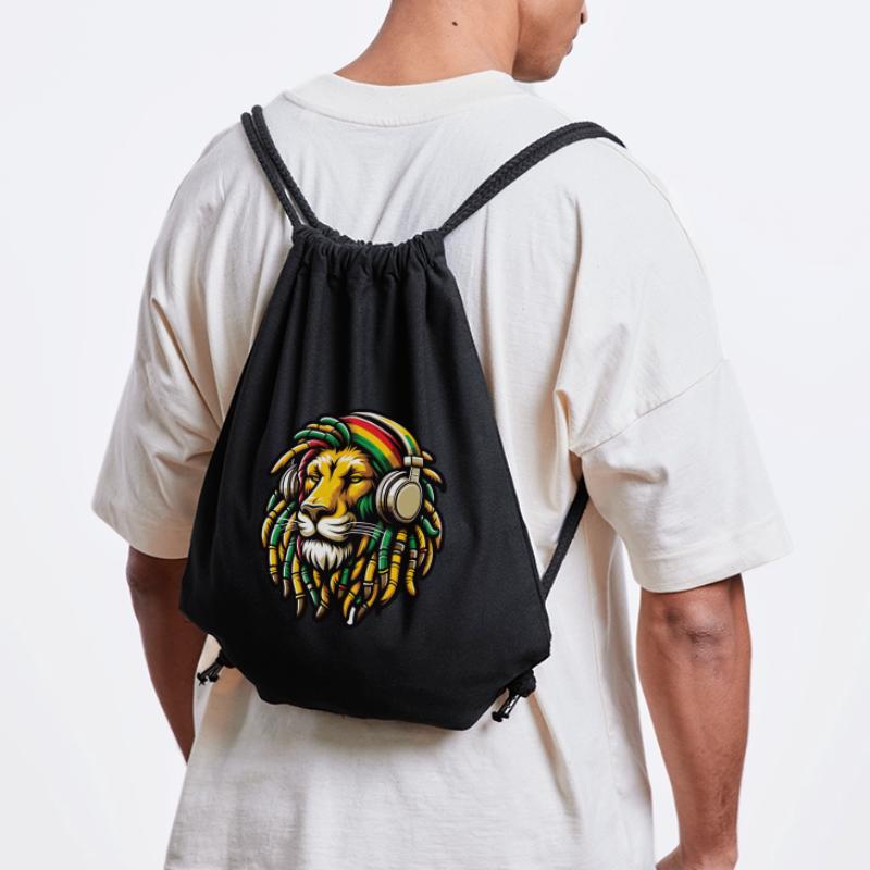 Ein Rasta-Löwe mit Dreadlocks und Kopfhörern Stanley/Stella recycelter Gym Bag