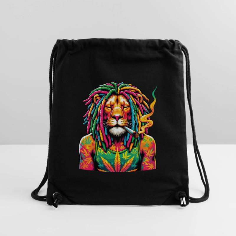 Ein Löwe mit Dreadlocks raucht einen Joint Stanley/Stella recycelter Gym Bag