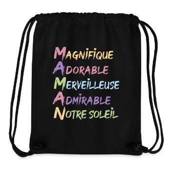 Maman cadeau fête des mères maman merveilleuse - Sac à cordon recyclé Stanley/Stella - noir - Devant