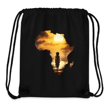 Africa Map Continent Outline Sunset - Stanley/Stella Recycled Gym Bag - black - Front