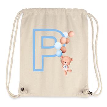 Blue Letter P Bear - Stanley/Stella Recycled Gym Bag - natural - Front
