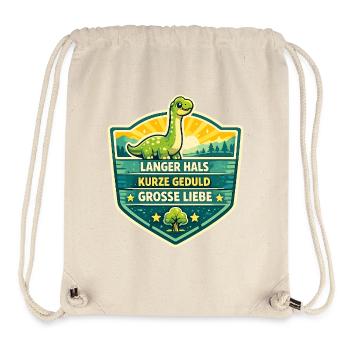 Langer Hals Dino Schildmotiv - Stanley/Stella recycelter Gym Bag - Naturweiß - Vorne