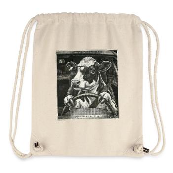 Dairy cow flashed driving a car - Stanley/Stella Recycled Gym Bag - natural - Front