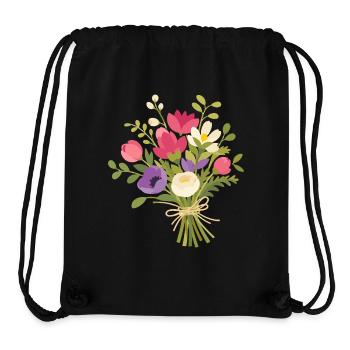 Bouquet coloré avec des fleurs printanières - Sac à cordon recyclé Stanley/Stella - noir - Devant